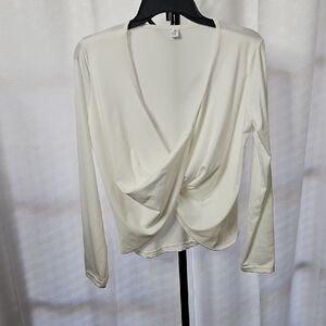 Elegant Cream Wrap Top